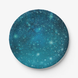 Blaue kosmische Spacey sternenklare Himmel-Sterne Pappteller