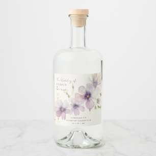 Blaue Kosmos Blume personalisiert Hochzeit Alkoholflaschenetikett