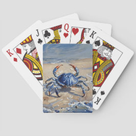 Blaue Krabbe am Strand Spielkarten