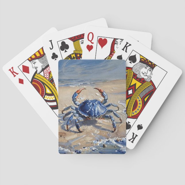 Blaue Krabbe am Strand Spielkarten (Rückseite)