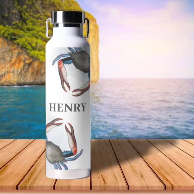 Blaue Krabbe aus dem Whimsikischen Meer Trinkflasche (Von Creator hochgeladen)