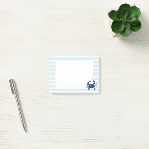 Blaue Krabbe Nautischer Blaustreifen Preppy Post-it Klebezettel