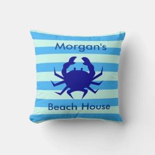 Blaue Krabbe Personalisierte Strandhaus-Wurfkissen Kissen