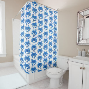 Blaue Krabbe Seaside Ocean Muster Duschvorhang