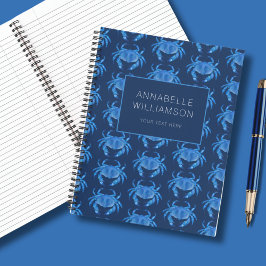 Blaue Krabbe Seaside Ocean Muster Notizbuch