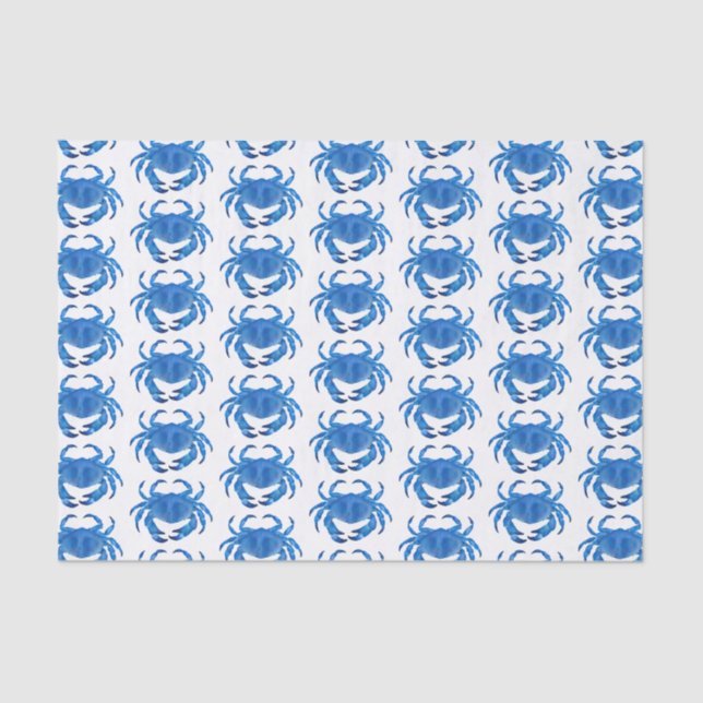 Blaue Krabbe Seaside Ocean Muster Seidenpapier (Vorderseite)