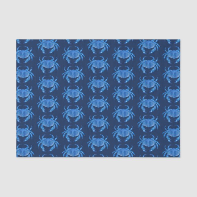 Blaue Krabbe Seaside Ocean Muster Seidenpapier (Vorderseite)