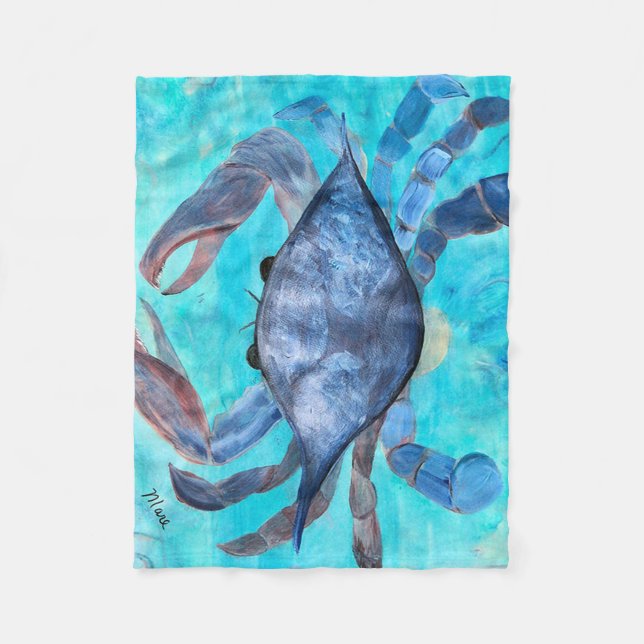 Blaue Krabben-Fleece-Wurfdecke Fleecedecke (Vorderseite)