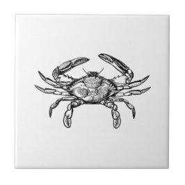 Blaue Krabben-Logo (Schwarzweiss) Fliese