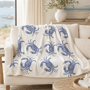 Blaue Krabben-Mandala-Küsten Nautisch Sherpadecke