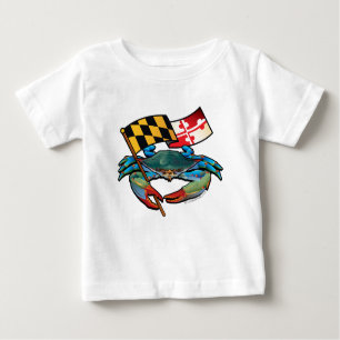 Blaue Krabben-Maryland-Flagge Baby T-shirt