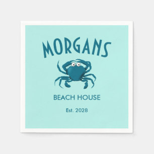 Blaue Krabben-Strand Personalisierte Strandserviet Serviette