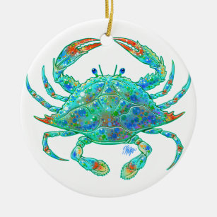 Blaue Krabben-Verzierung Keramikornament