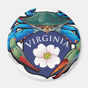 Blaue Krabben-Virginia-Hartriegel-Blüten-Wappen Magnet
