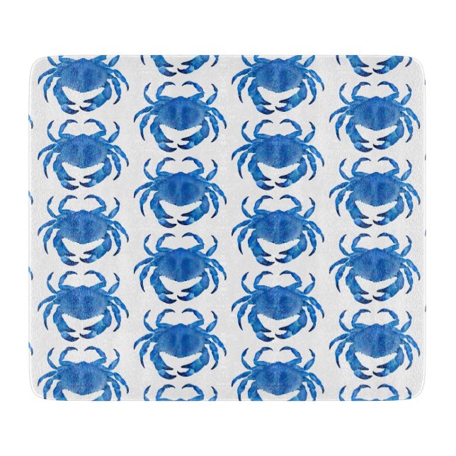 Blaue Krabbenmuster Schneidebrett (Vorderseite)