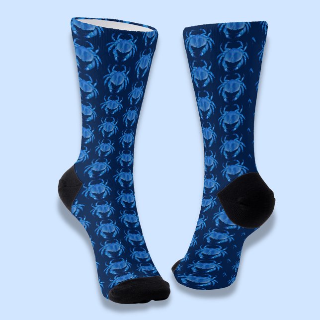 Blaue Krabbenmuster Socken (Blue crab socks)