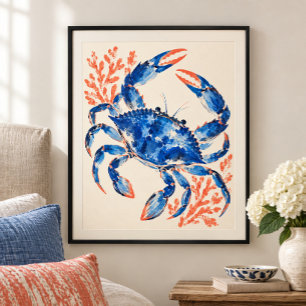 Blaue Krabbentänzer Kunstprint Poster