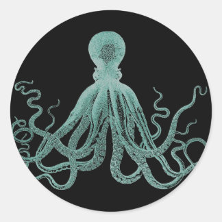 Blaue Kraken-Aufkleber Runder Aufkleber