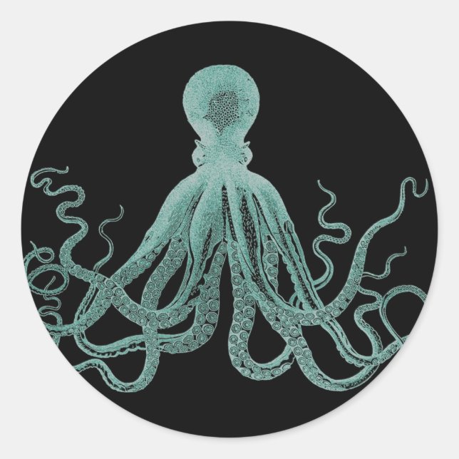 Blaue Kraken-Aufkleber Runder Aufkleber (Vorderseite)