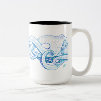 Blaue Kraken-Kaffee-Tasse Zweifarbige Tasse