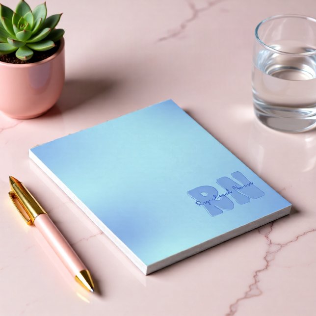 Blaue Krankenschwester Notizblock (Registered Nurse RN Minimal Embossed-Style Blue Notepad)