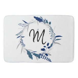 Blaue Kranz-Monogramm-Bad-Matte Badematte