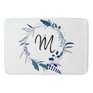 Blaue Kranz-Monogramm-Bad-Matte Badematte