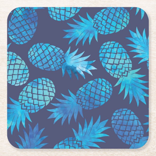 Blaue Krawatten-Ananas Rechteckiger Pappuntersetzer (Vorderseite)