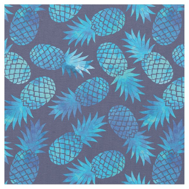 Blaue Krawatten-Ananas Stoff (Nahaufnahme)