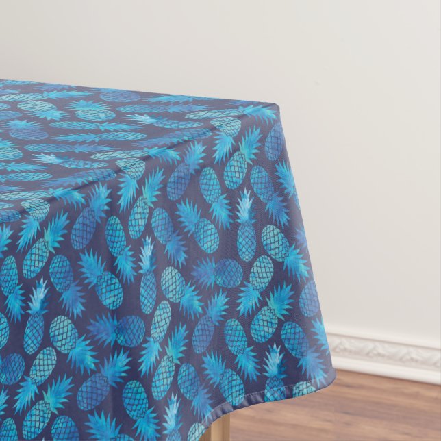 Blaue Krawatten-Ananas Tischdecke (Beispiel)