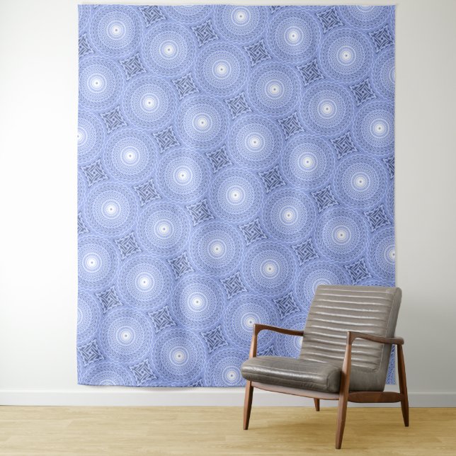 Blaue Kreise wirbeln Muster Wandteppich (Beispiel)