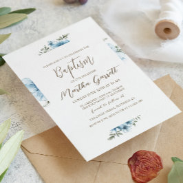 Blaue Kreuz-Blume fallen Mädchen-Taufe Einladung