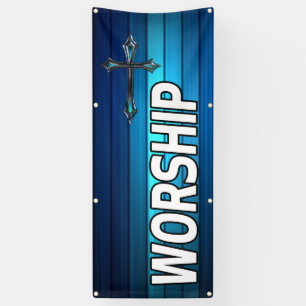 blaue Kreuz und Planken Anbetung Banner