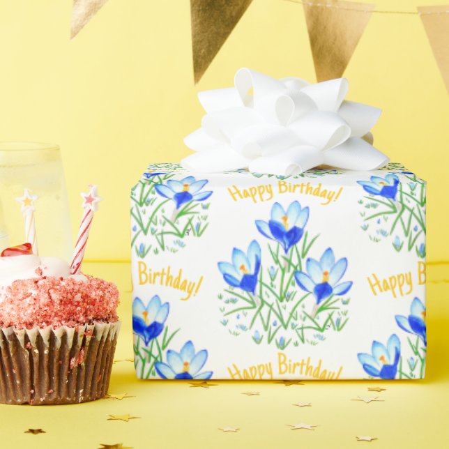 Blaue Kreuze im Frühjahrspapier Geschenkpapier (Geburtstagsparty)