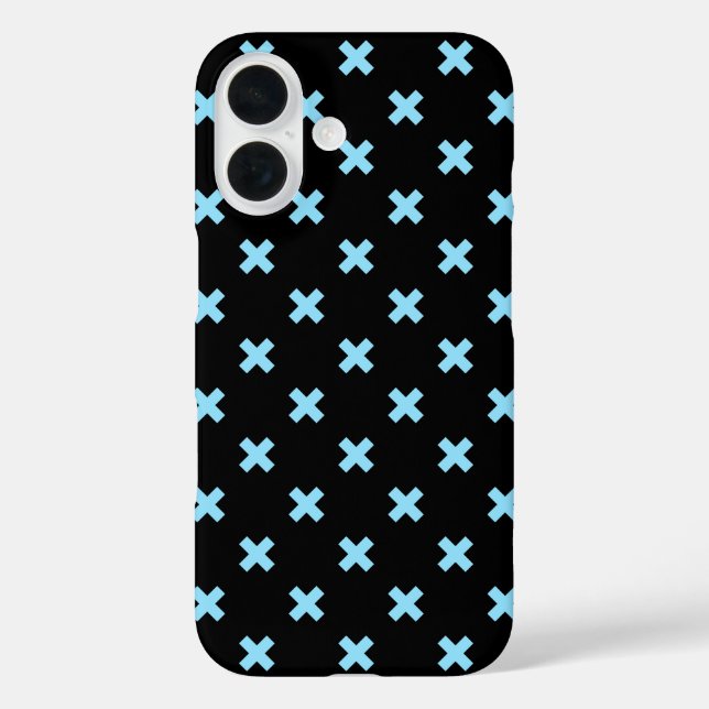 Blaue Kreuzstiche auf schwarz Case-Mate iPhone Hülle (Rückseite)