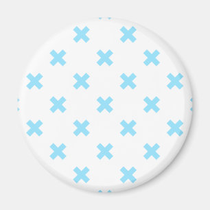 Blaue Kreuzstiche auf weiß Magnet