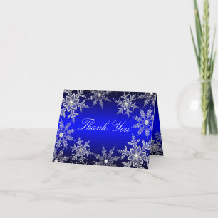 Blaue Kristall-Schneeflocken-Weihnachts-Dankeskart Dankeskarte