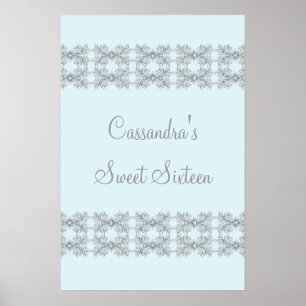 Blaue Kristallspitzen-Sweet-Sixteen-Poster Poster