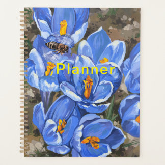 Blaue Krokus und eine Biene Planer