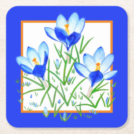 Blaue Krokusblumen Rechteckiger Pappuntersetzer