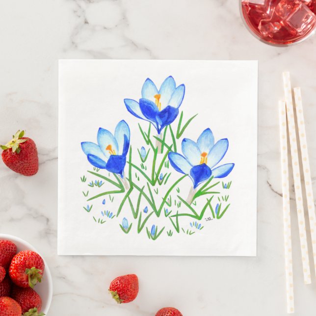Blaue Krokusblumen Serviette (Beispiel)