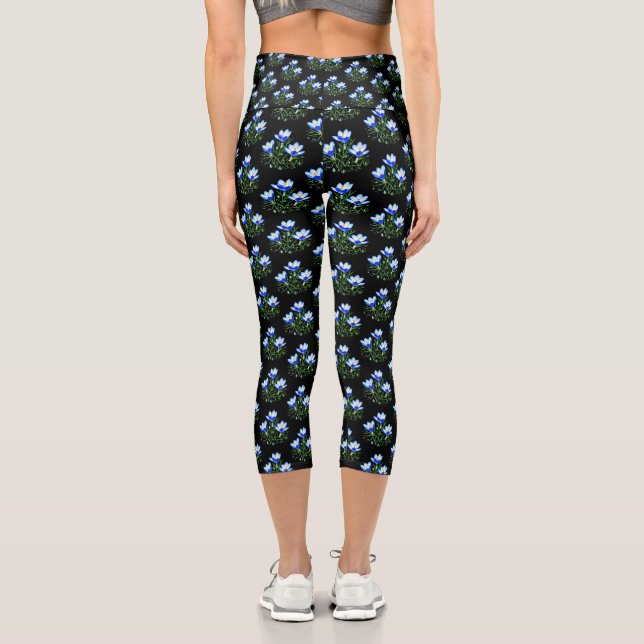 Blaue Krokusse Capri Leggings (Rückseite)