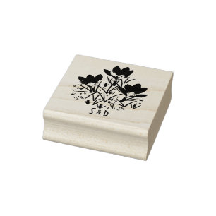 Blaue Krokusse Holzstempel Gummistempel