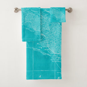 Blaue Kuba-Karte Badhandtuch Set