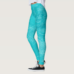 Blaue Kuba-Karte Leggings