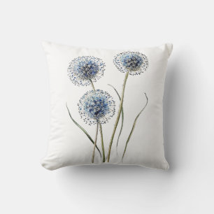 Blaue Kugeldistel-Illustration im Vintage-Stil Kissen