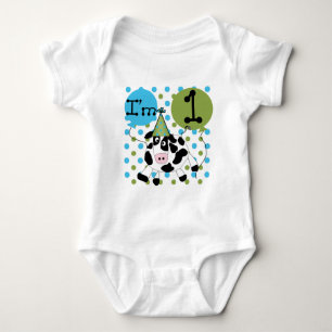 Blaue Kuh-1. Geburtstags-T-Shirts und Geschenke Baby Strampler