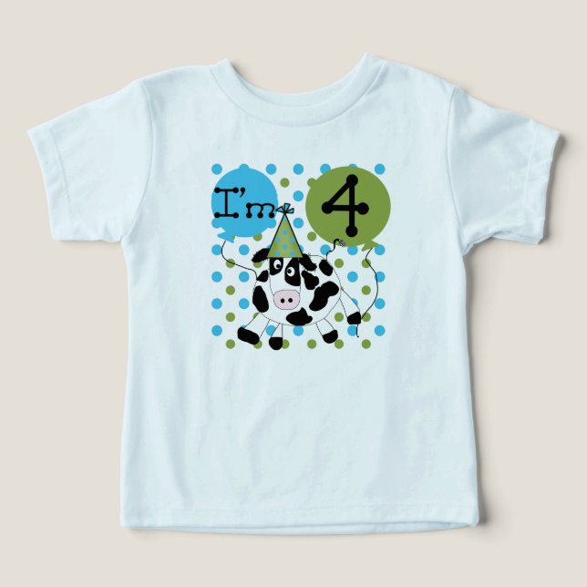 Blaue Kuh 4. Geburtstag - Hemden und Geschenke (Design Vorderseite)