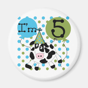 Blaue Kuh 5th Birthday Tshirts und Geschenke Magnet