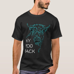Blaue Kuh Bull Umriss Hey Moo zurück Auf Rücken T-Shirt